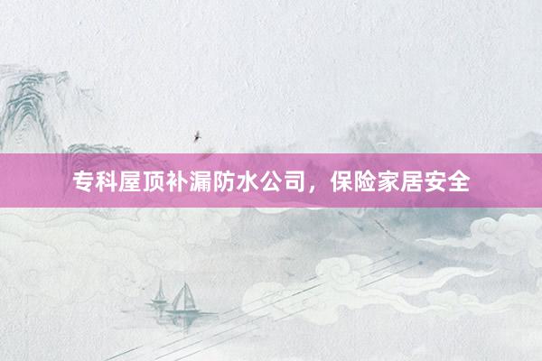 专科屋顶补漏防水公司，保险家居安全